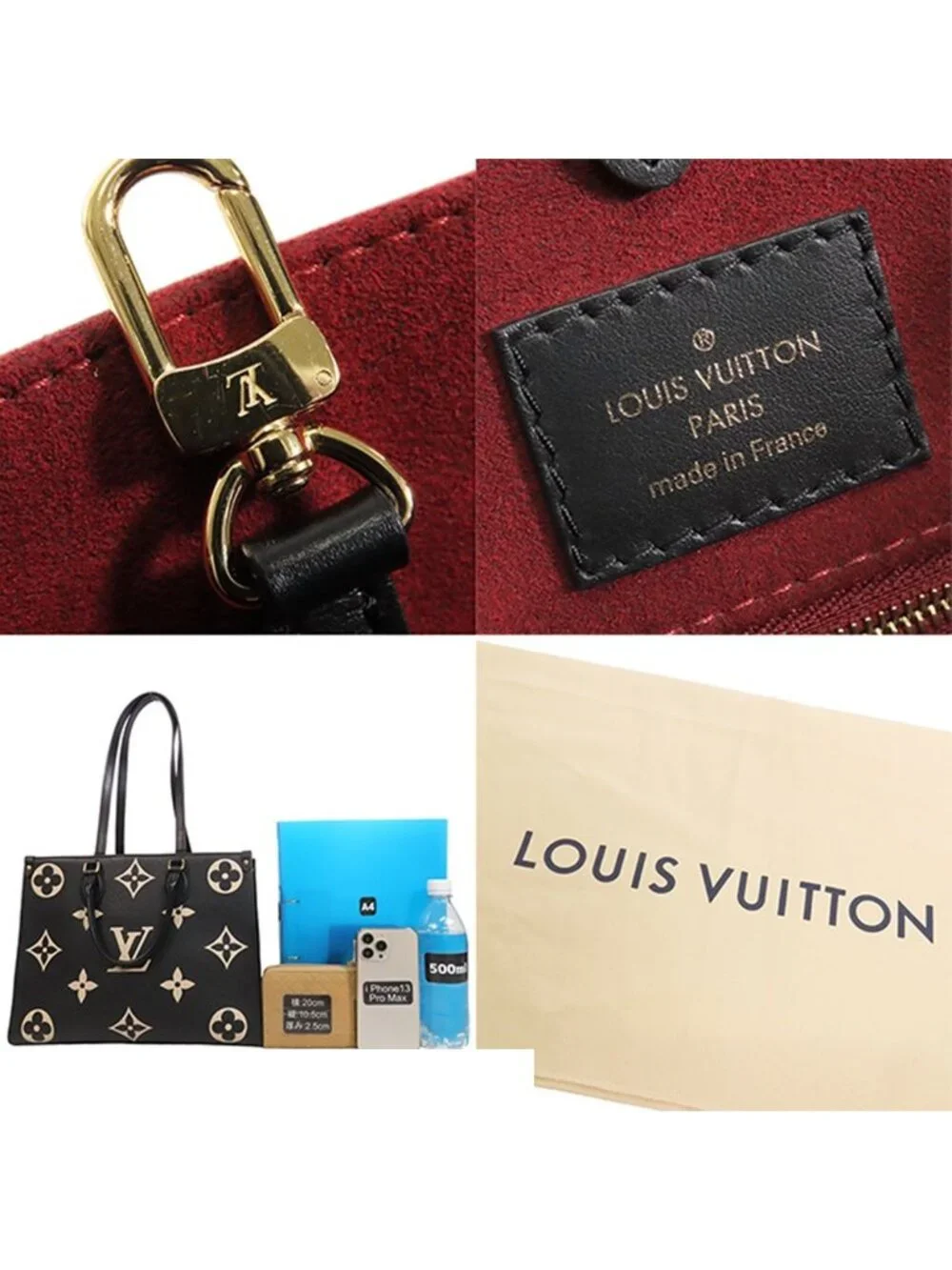 Louis Vuitton On The Go MM Black Beige Monogram Empreinte 2-Way Shoulder Bag